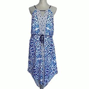 NWT Mossimo Geometric Blue White Halter Mini Knee Length Dress XSP Petite
